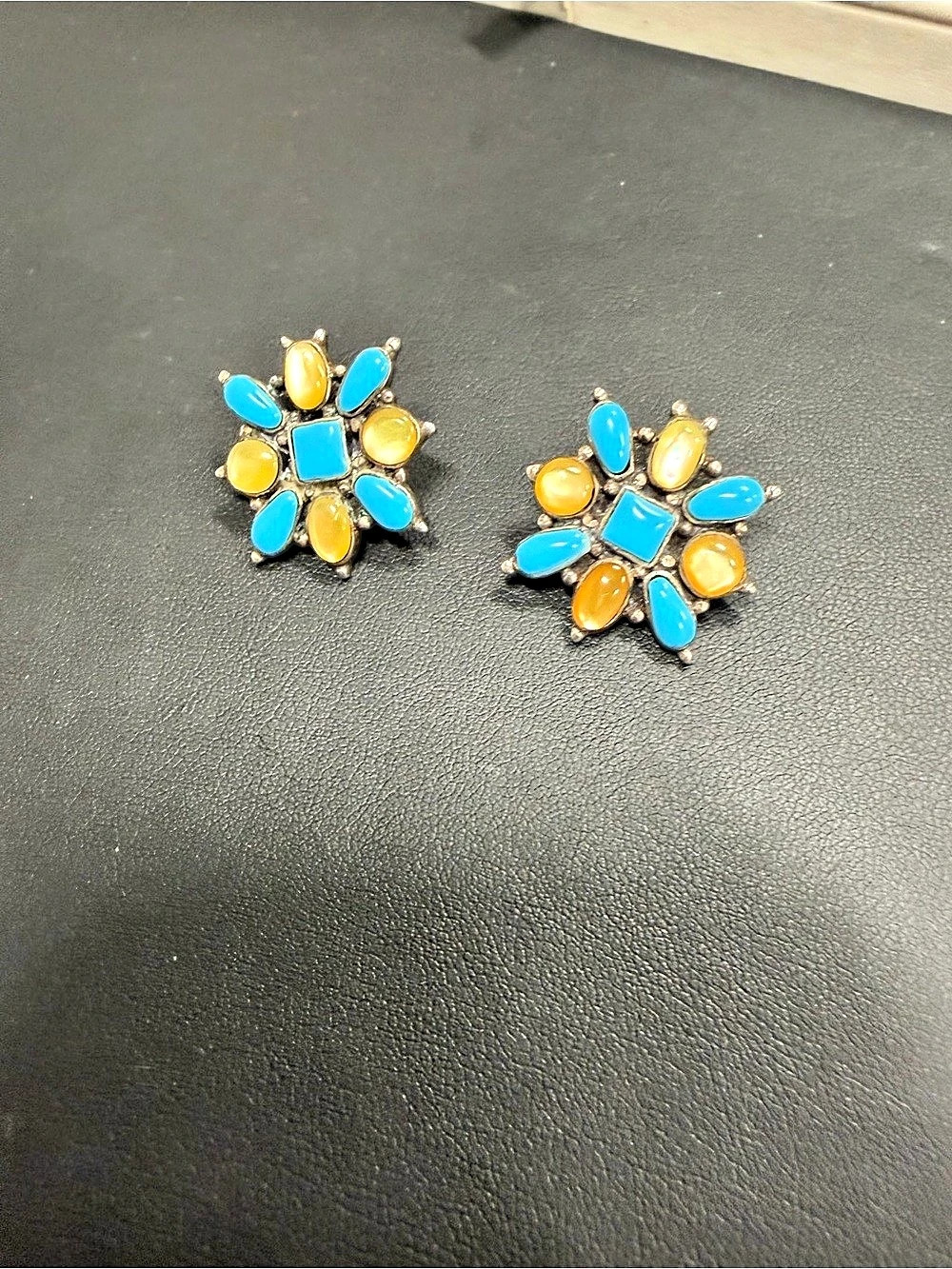 Vintage Southwestern style Starburst Earrings in 925 Sterling Silver